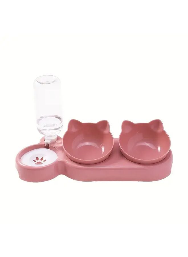 Deep Blue 3 In 1 Tilted Cat Bowl With Gravity Water Dispenser For Neck Protection - Image 5